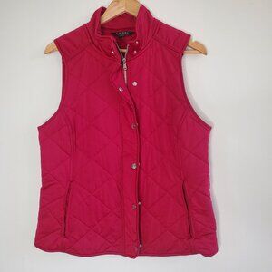 Lauren Ralph Lauren women's quilted vest in a Cranberry color Size Large
